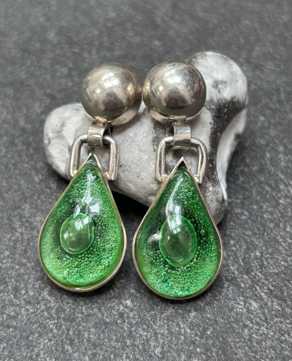 Artisan Hand-Blown Glass & Sterling Silver Earrings