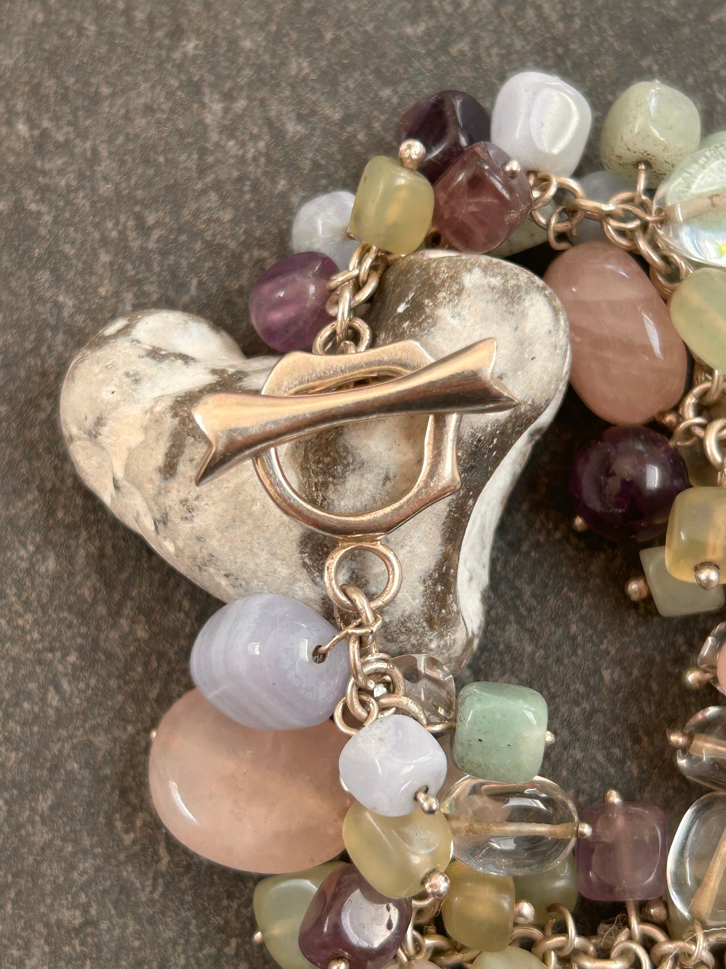 Unique vintage Multi-Gemstone and Sterling Silver Bracelet
