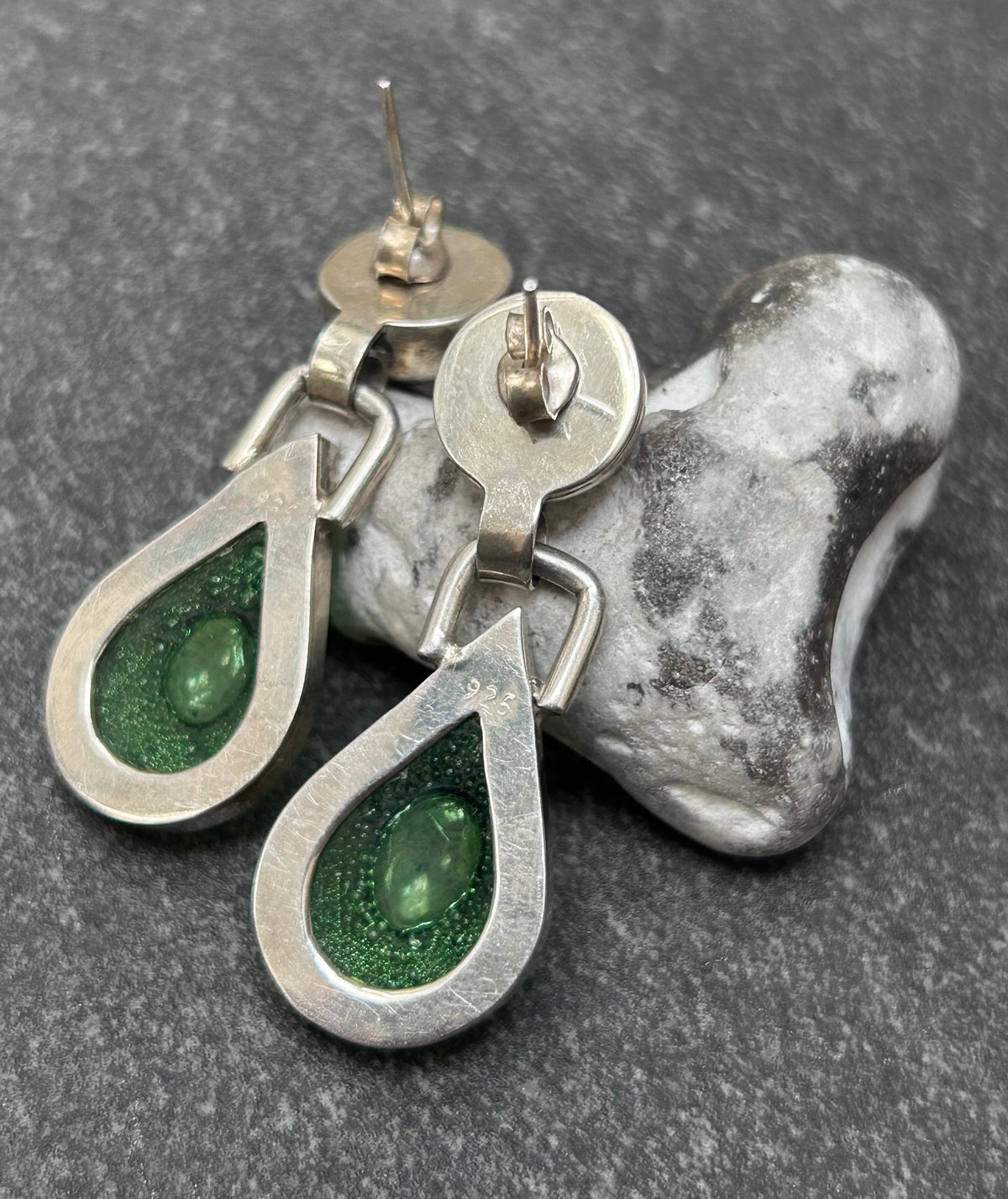 Artisan Hand-Blown Glass & Sterling Silver Earrings