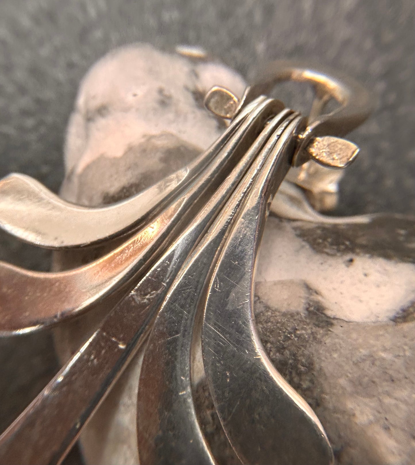 A striking pair of vintage sterling silver Mexican earrings