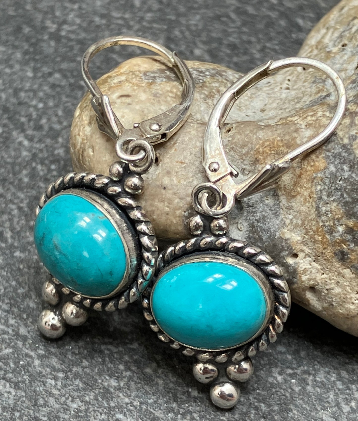 Vintage sterling silver and Turqurenite earrings.