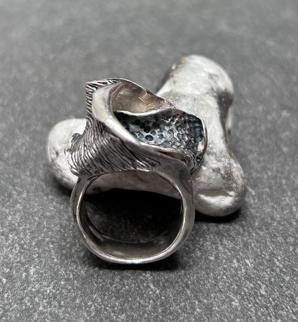 Wonderfully distinctive, sculptural vintage sterling ring.