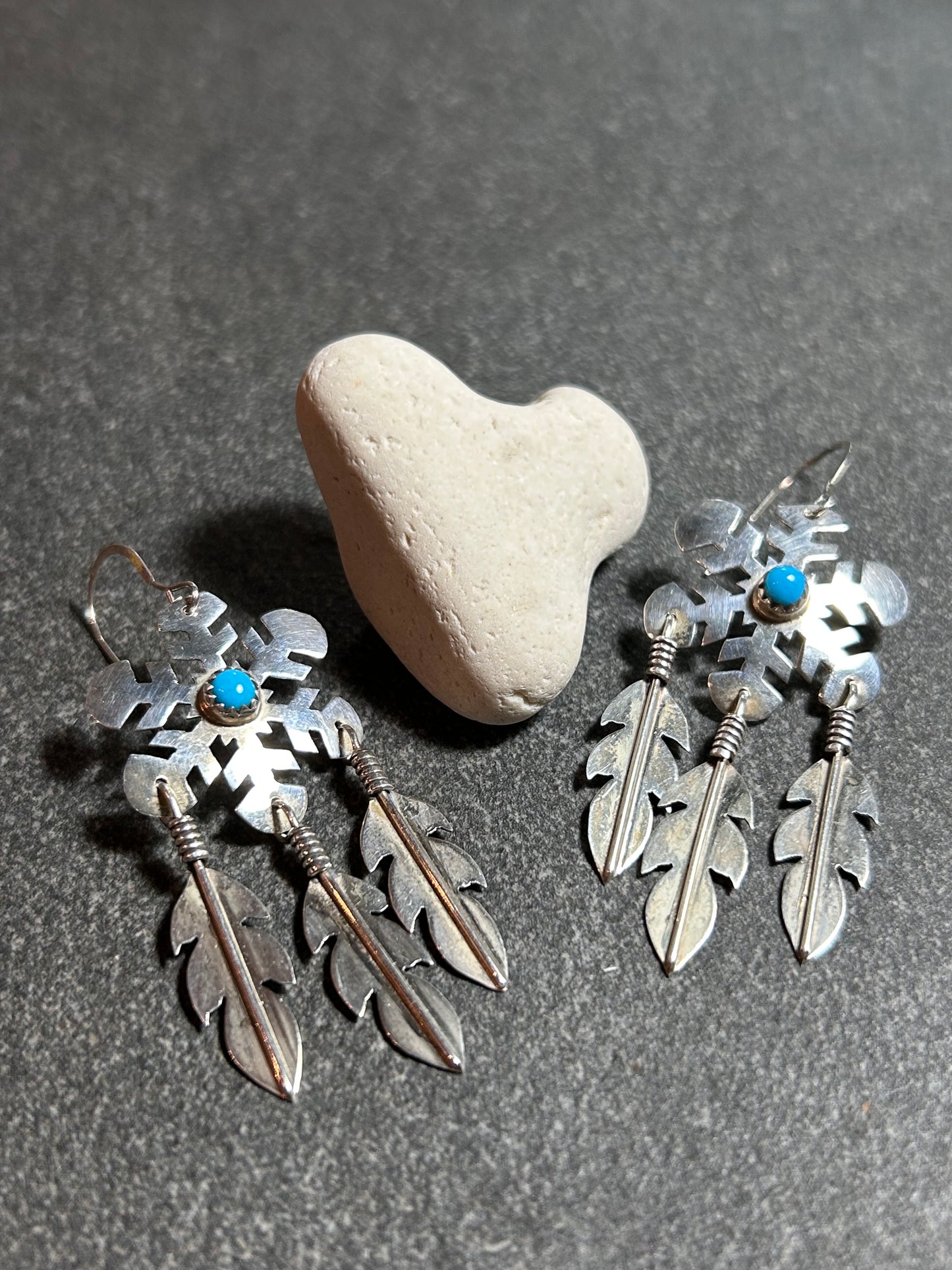 Special Customer Order         Karen Jennings                                Vintage Native American Snowflake and feather earrings.