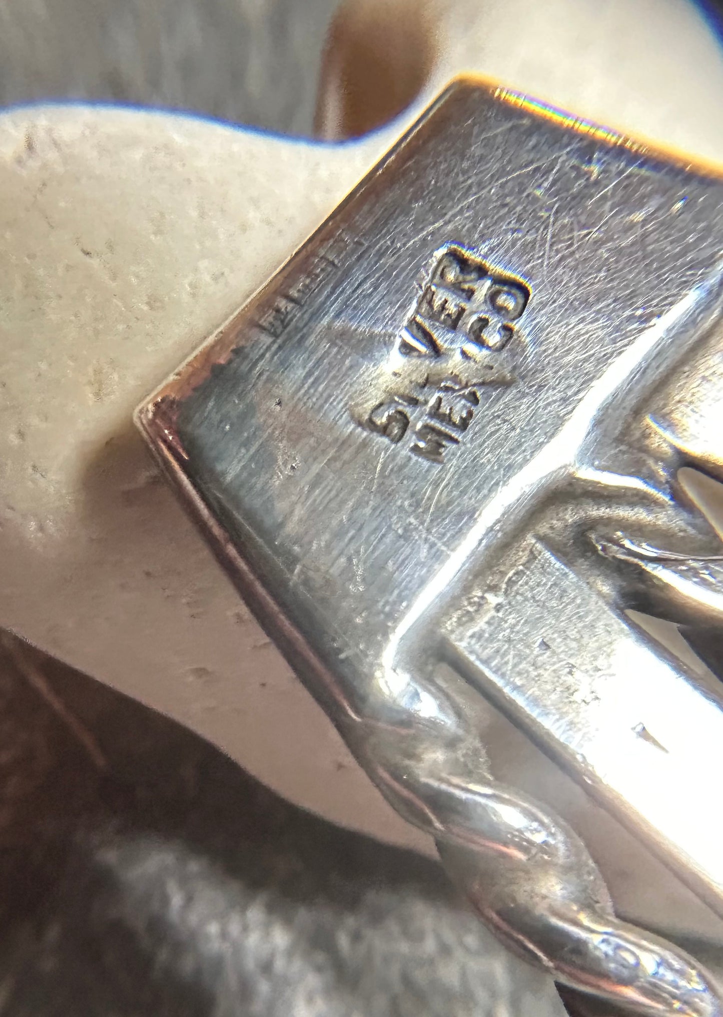 Spectacular Vintage Mexican Sterling Silver Warrior Bangle