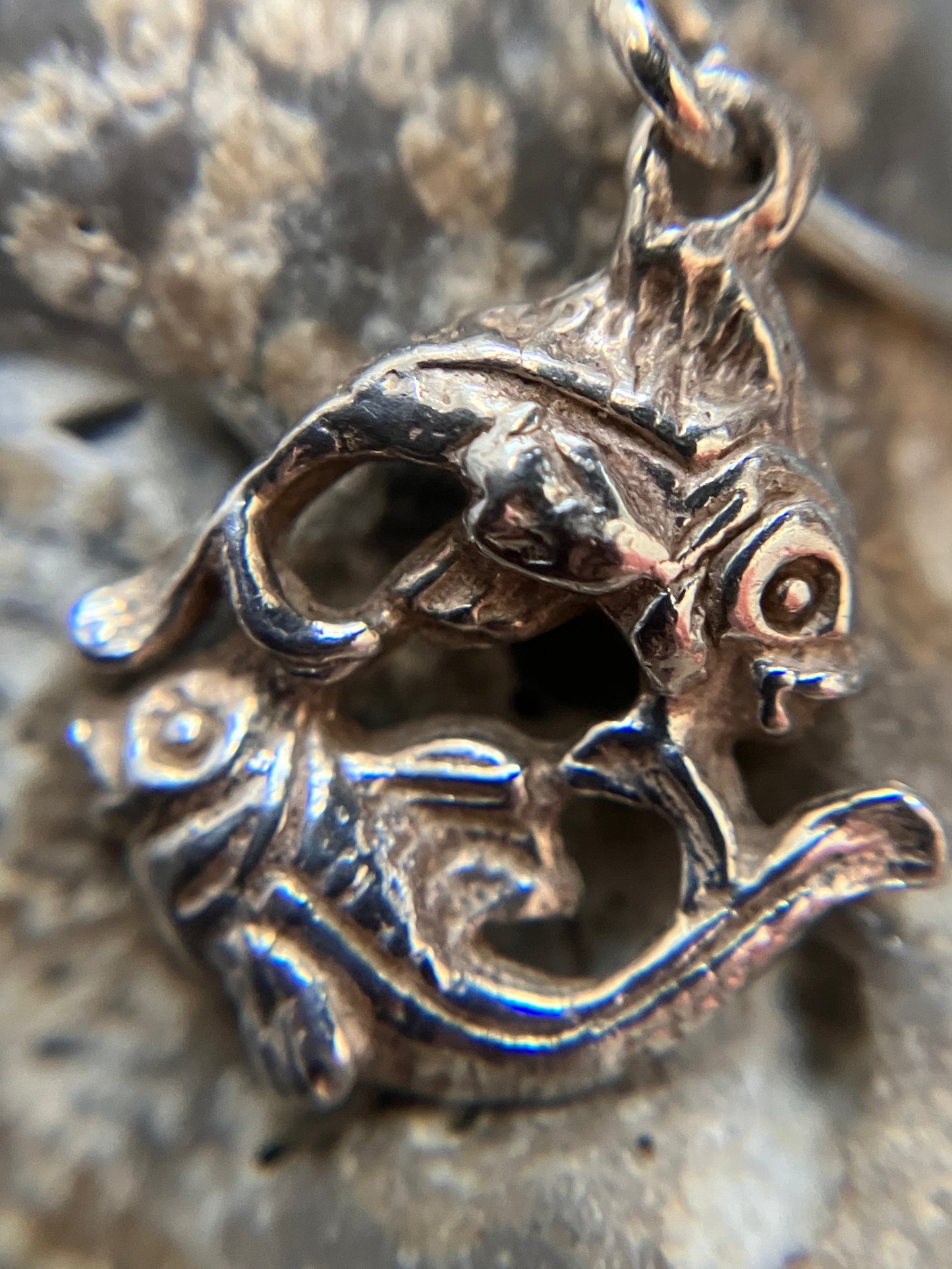 Vintage sterling silver fish earrings.