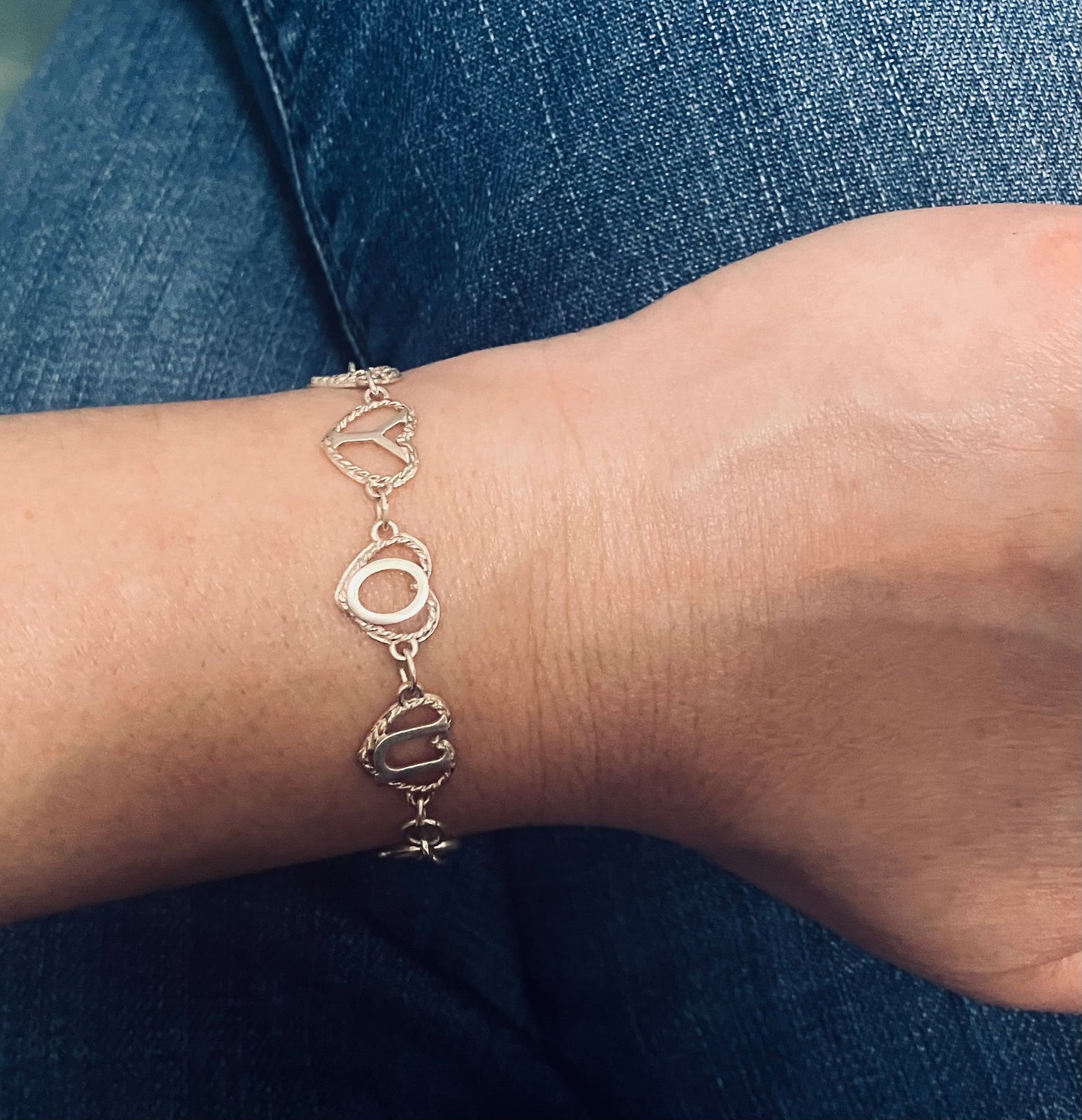 Vintage sterling silver ‘I love you’ bracelet. 1975