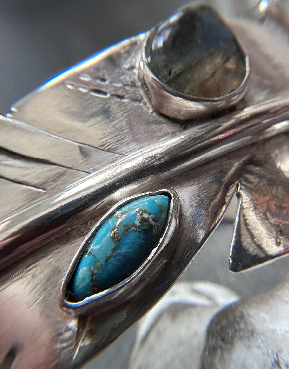 One-of-a-Kind Artisan vintage sterling Feather Bangle