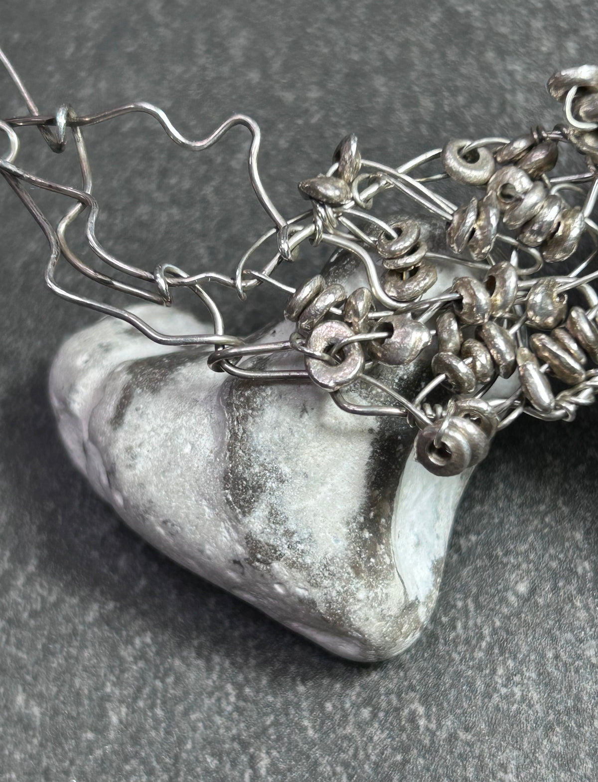 One-of-a-Kind Sculptural Sterling Silver & Ferruginous Quartz Necklace.