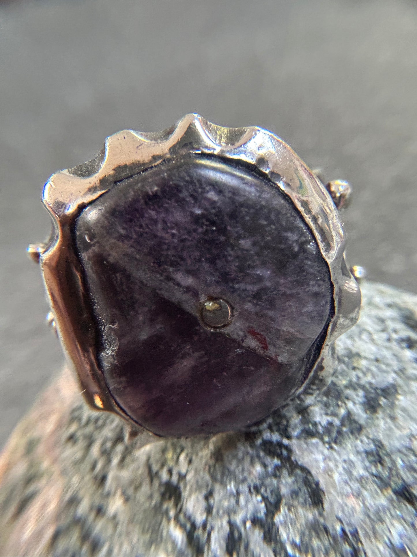 This artisan amethyst ring is a striking, one-of-a-kind.