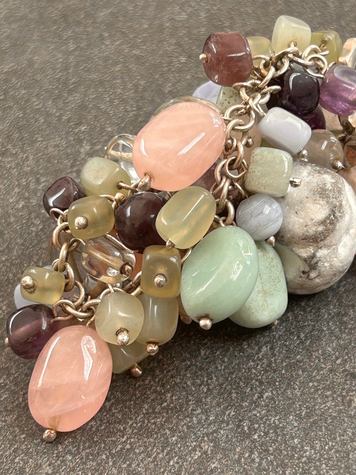 Unique vintage Multi-Gemstone and Sterling Silver Bracelet