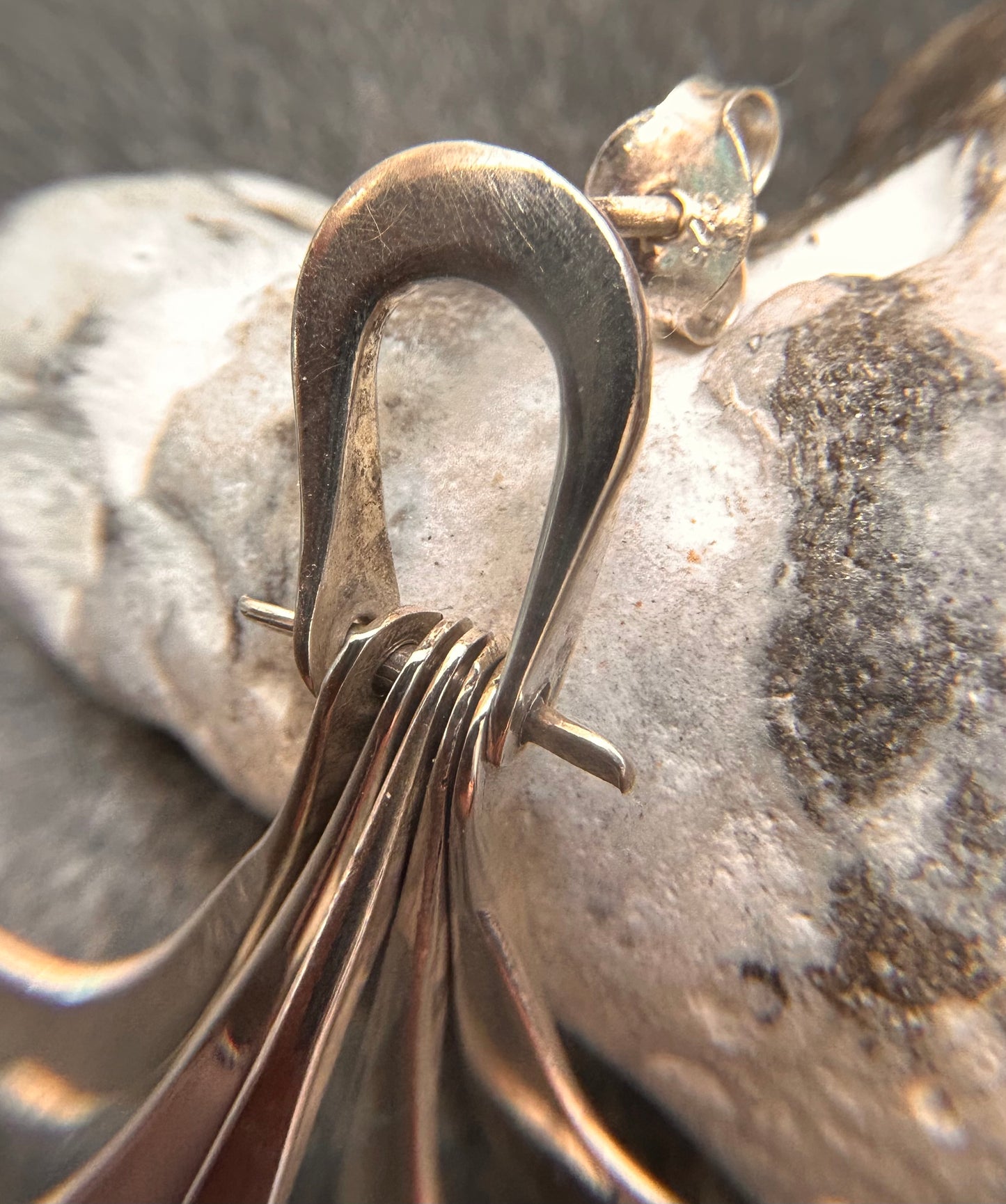 A striking pair of vintage sterling silver Mexican earrings