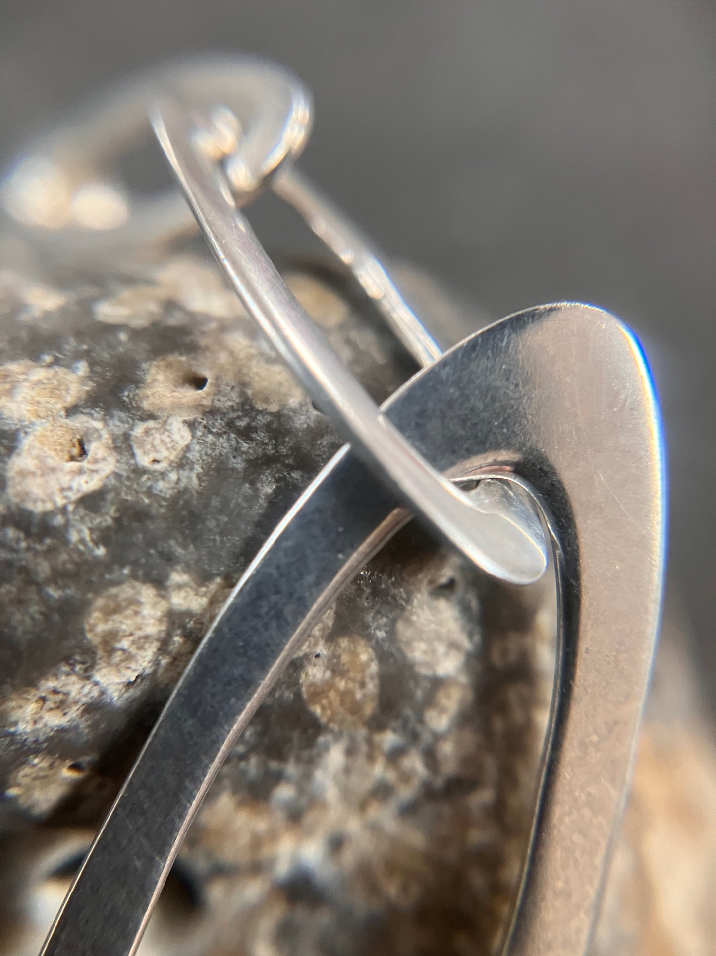 Vintage sterling silver oval loop earrings.