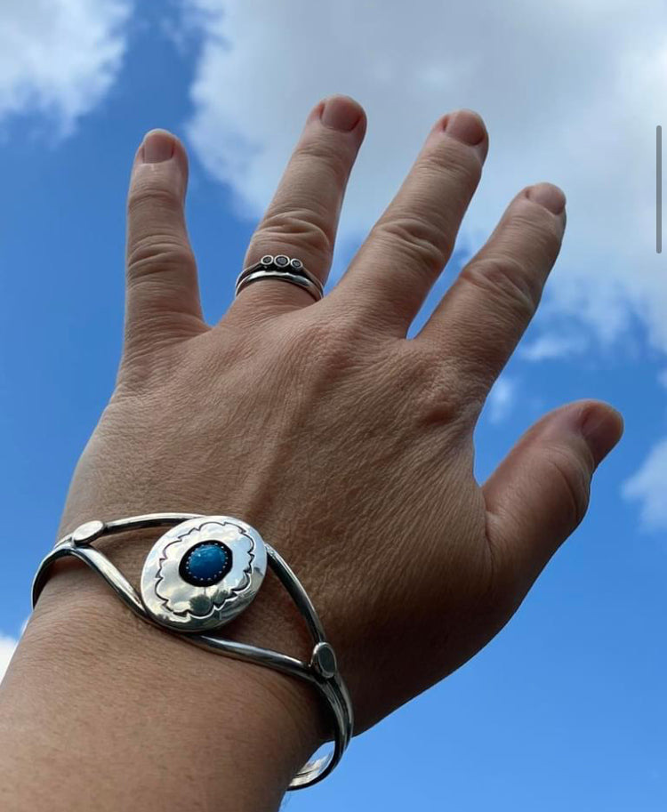 Vintage sterling silver Native American bangle.