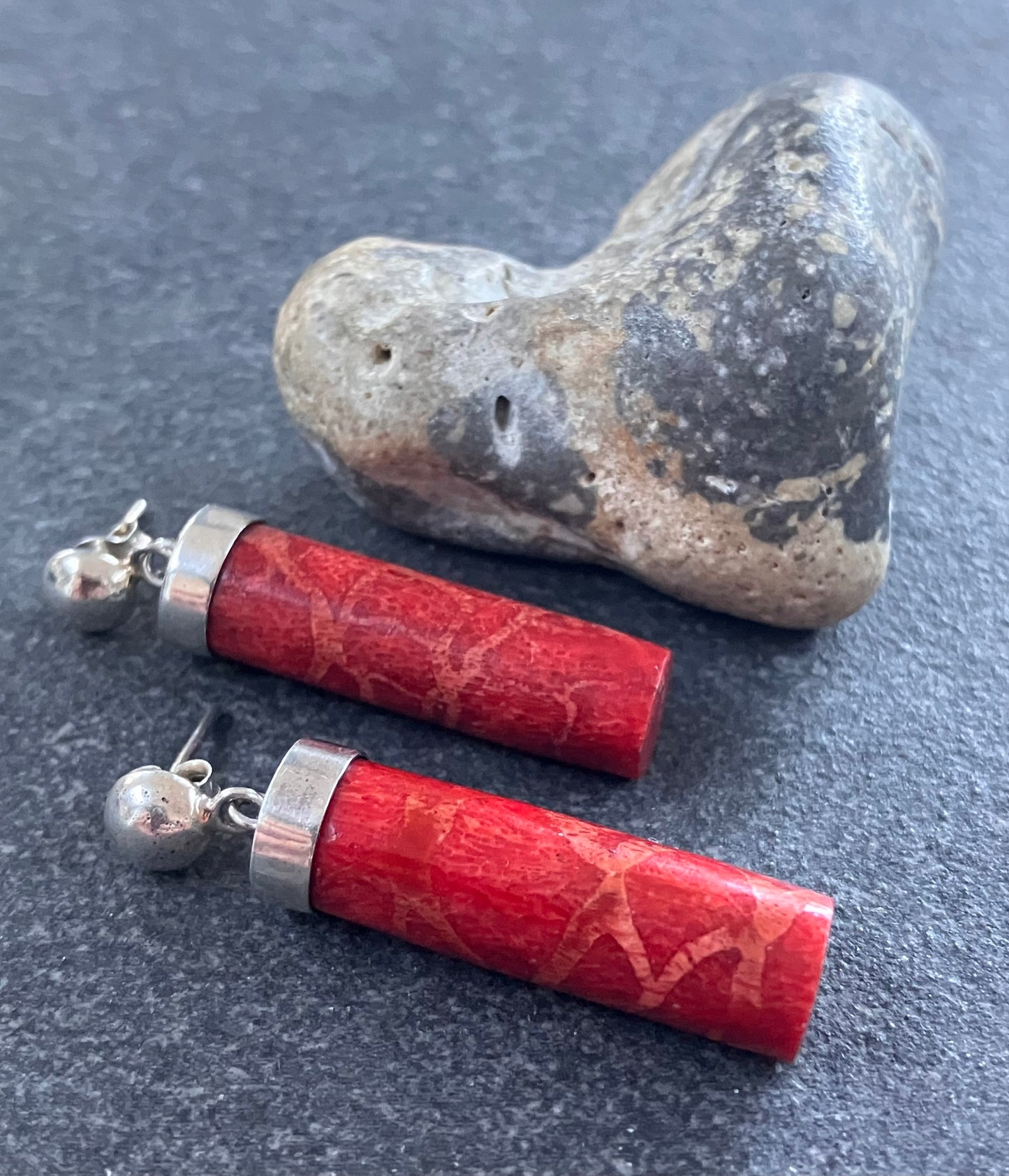 Vintage sterling silver sponge coral earrings.