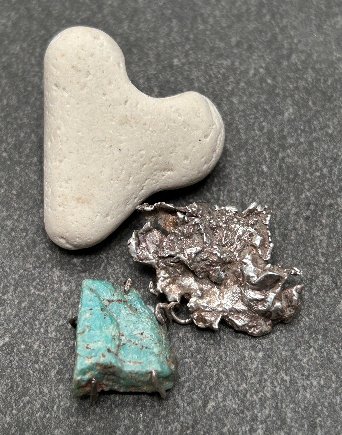 Vintage Sterling Silver & Raw Amazonite Pendant (c. 1979)