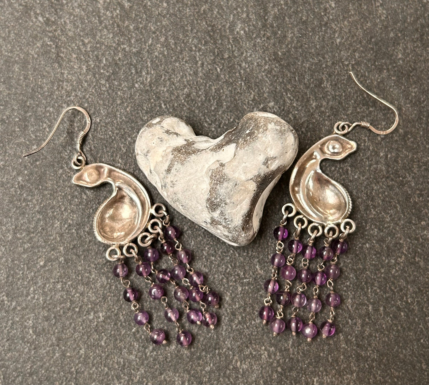 These fantastically fun vintage sterling silver bird earrings