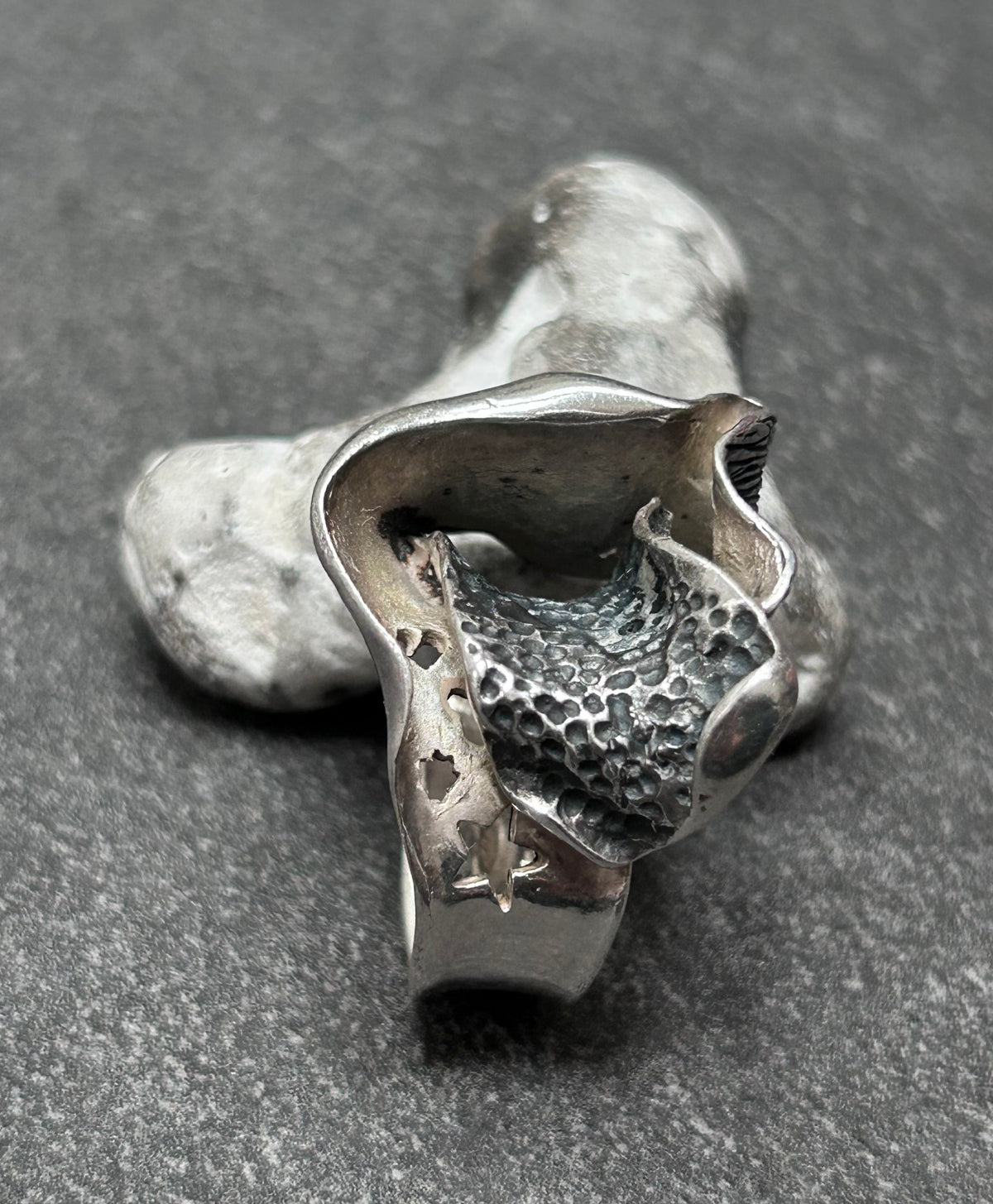 Wonderfully distinctive, sculptural vintage sterling ring.