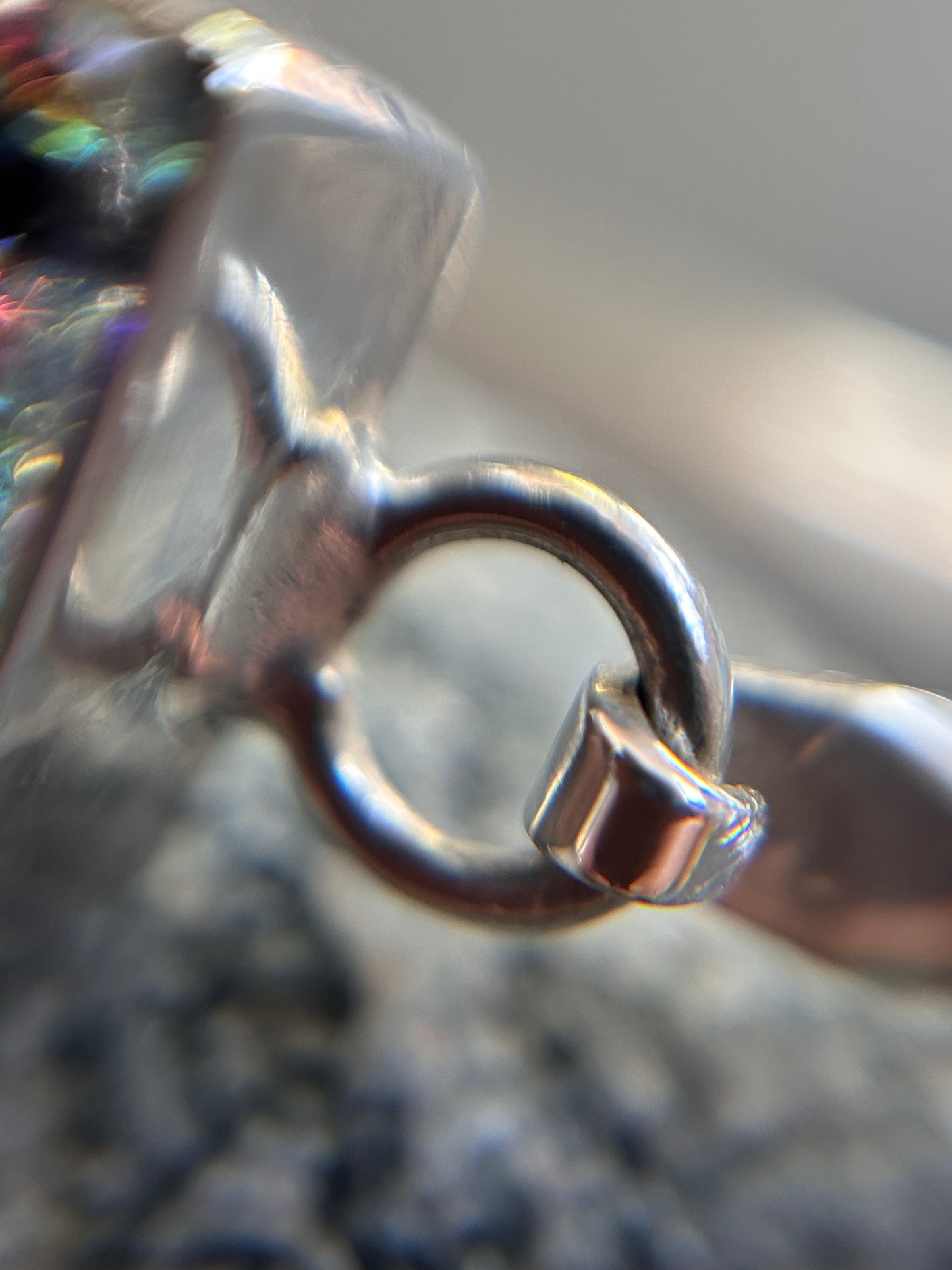 Fantastic Vintage Sterling Silver & Dichroic Glass Bangle