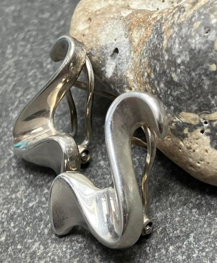 Sculptural sterling silver earrings