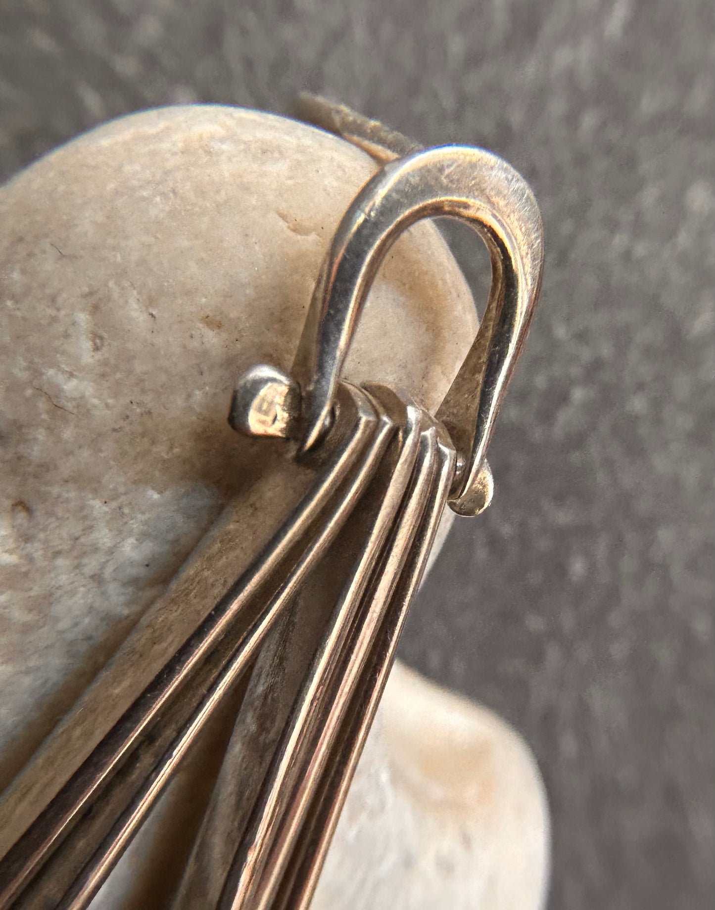 Beautiful vintage sterling silver statement earrings with a striking Art Deco–inspired fan design
