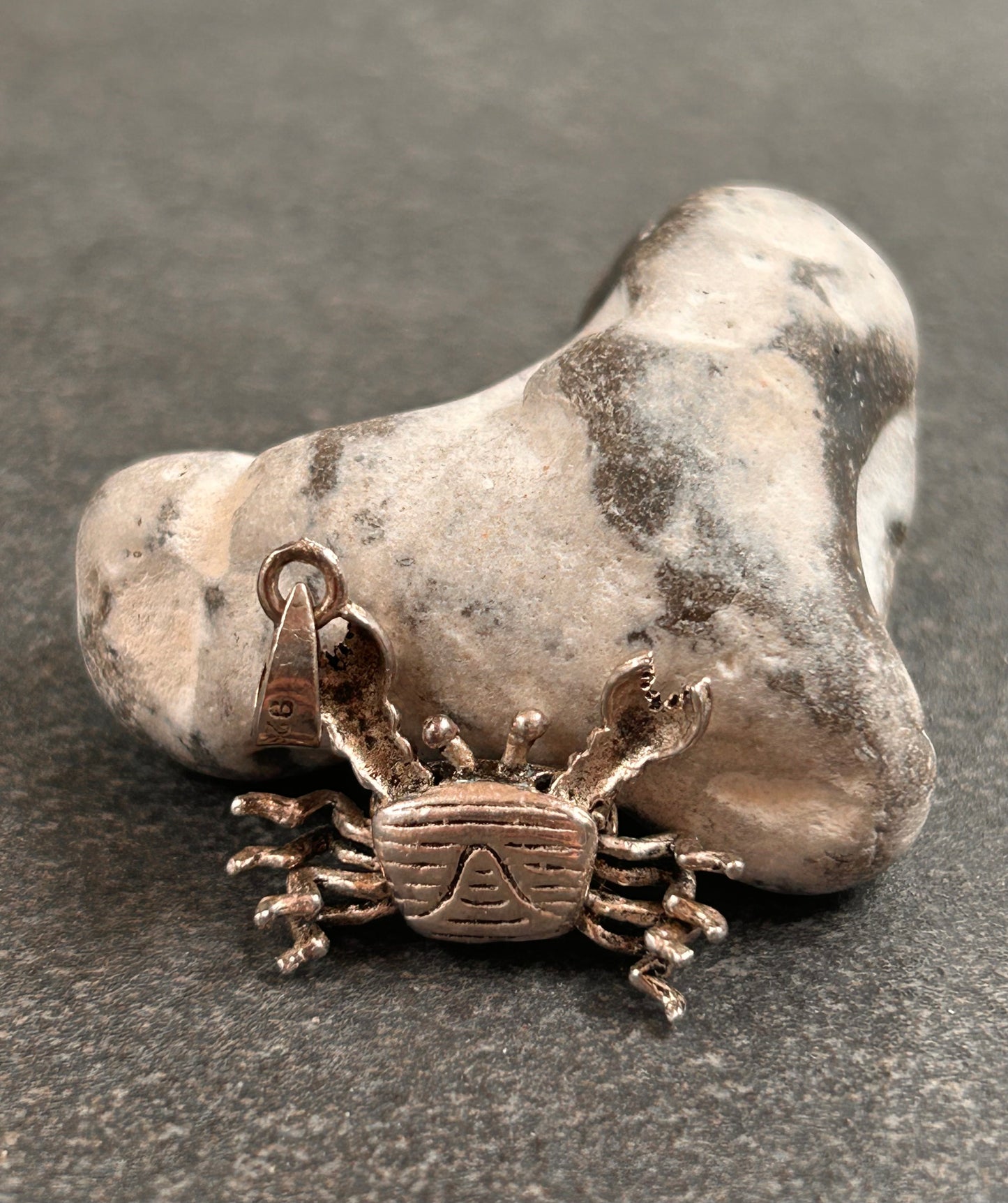 Vintage Articulated sterling silver Crab Pendant.