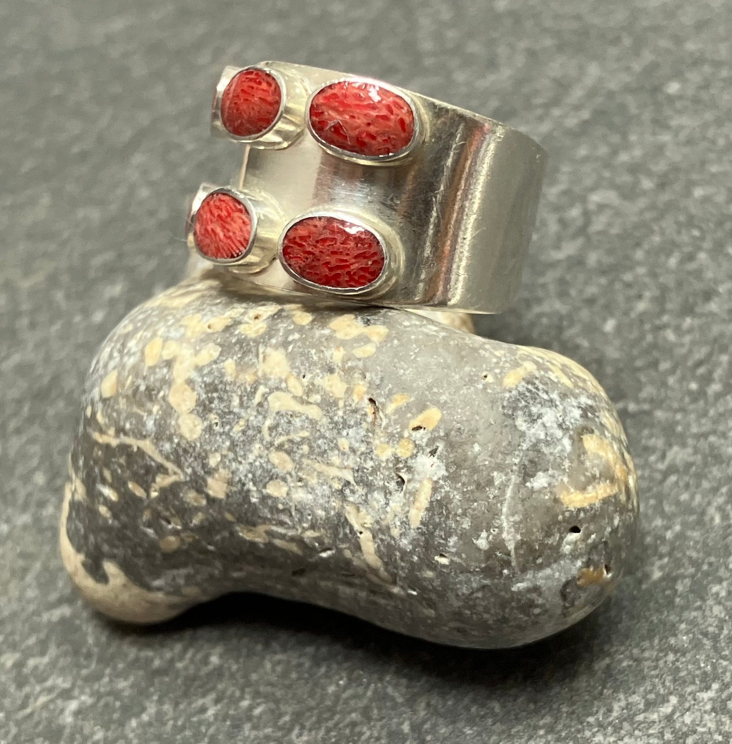 Vintage sterling silver and sponge coral ring.