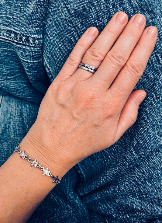 Vintage Sterling Silver Twelve Star Bracelet ✨