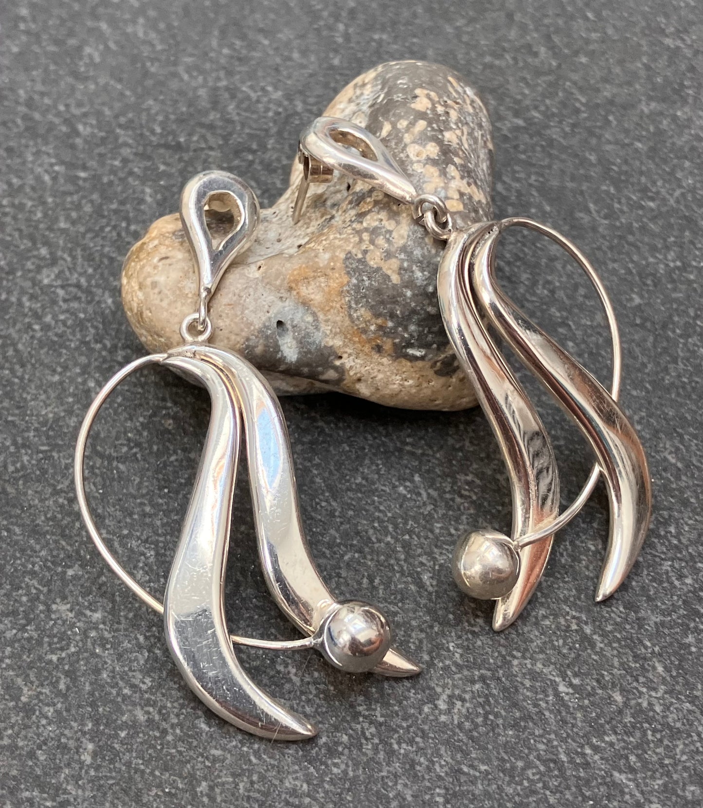 Wonderful sculptural vintage sterling silver earrings.