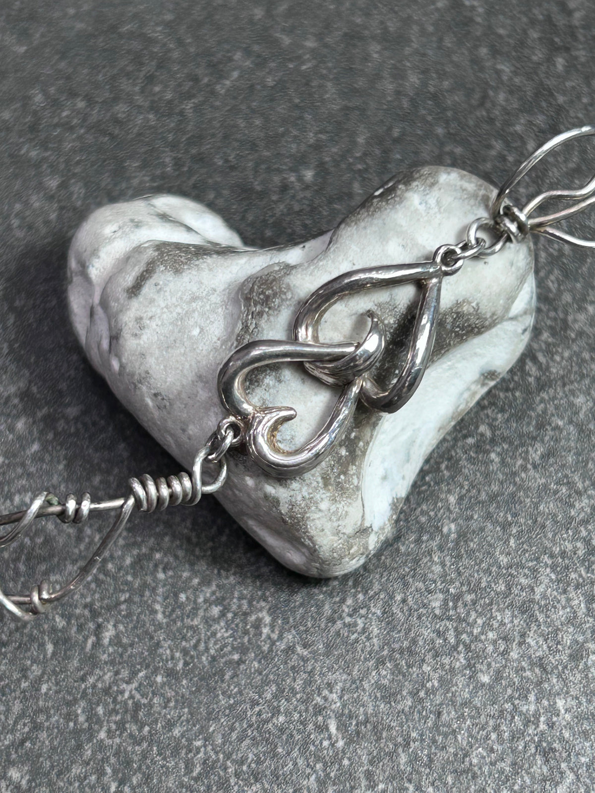 One-of-a-Kind Sculptural Sterling Silver & Ferruginous Quartz Necklace.