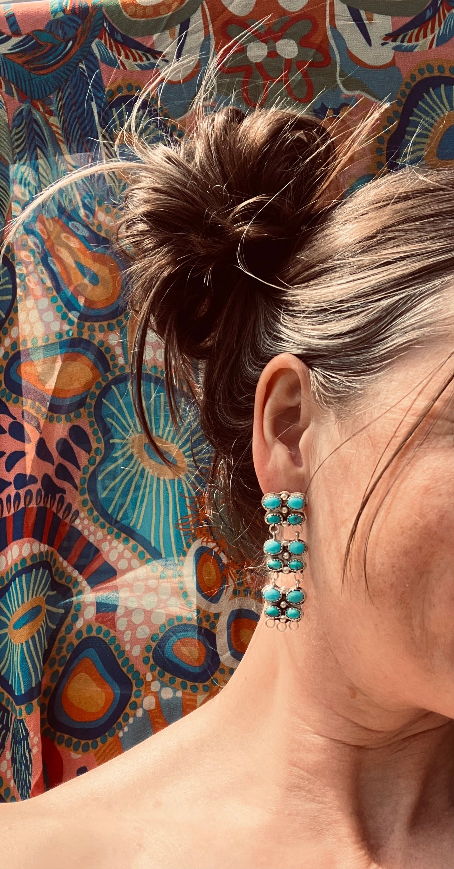 Vintage Native American turquoise earrings by the tribe Zuni