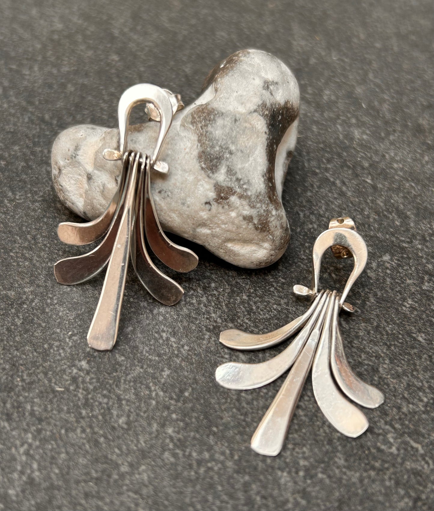 A striking pair of vintage sterling silver Mexican earrings