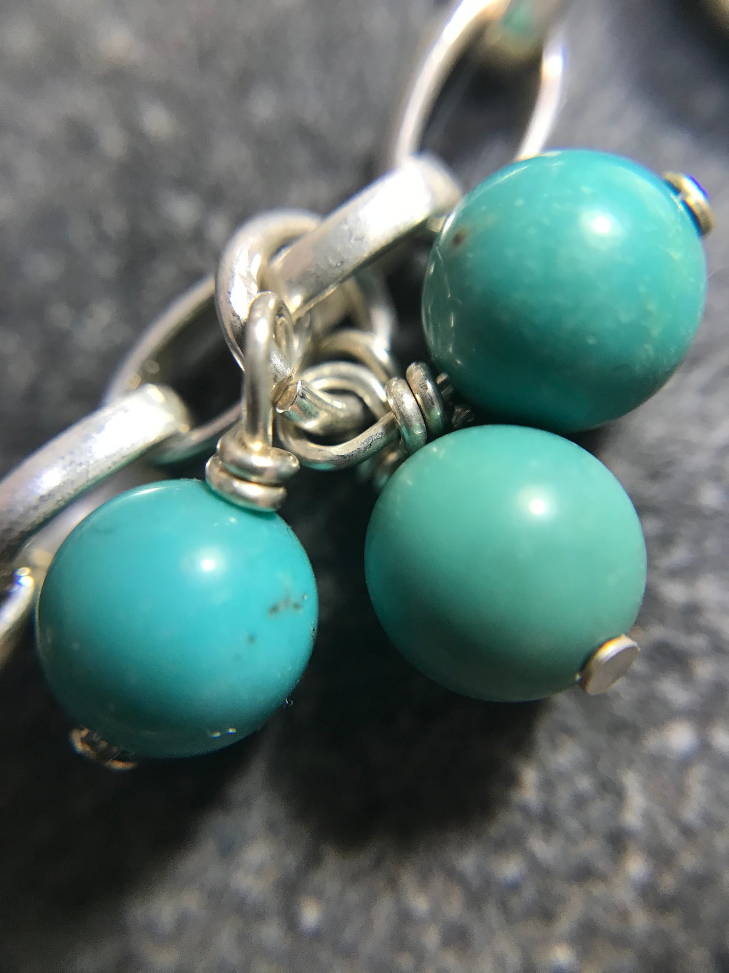 Vintage sterling silver and turquoise charm necklace