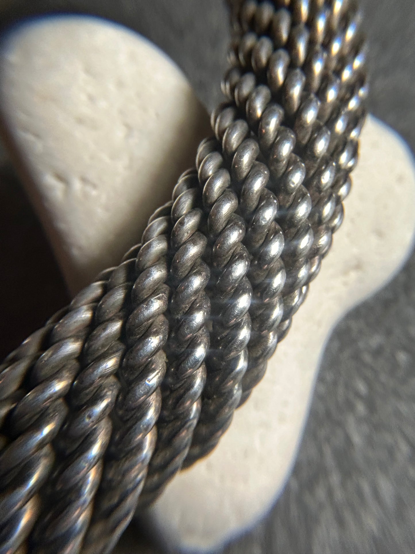 Exceptional twisted vintage sterling silver bracelet