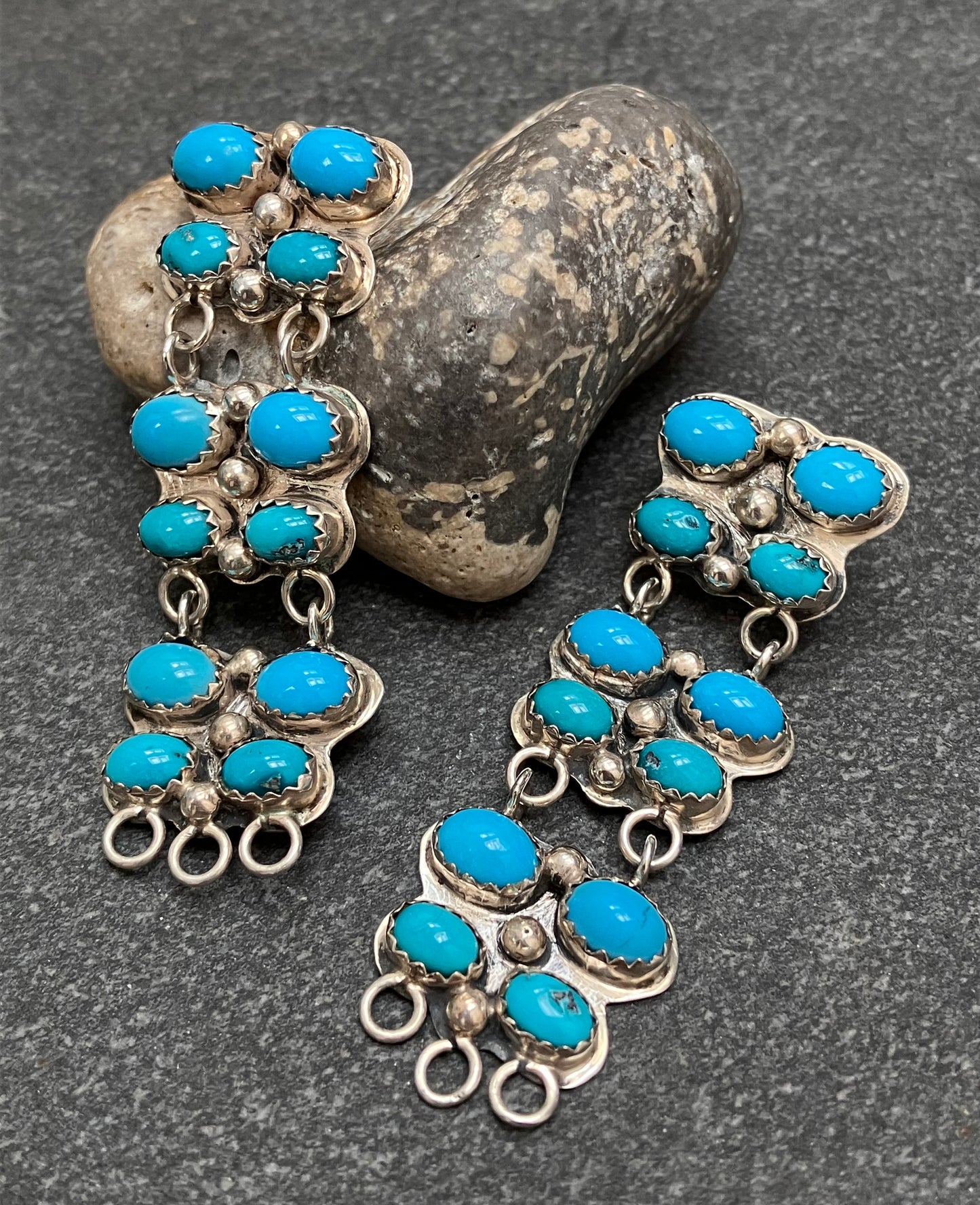 Vintage Native American turquoise earrings by the tribe Zuni