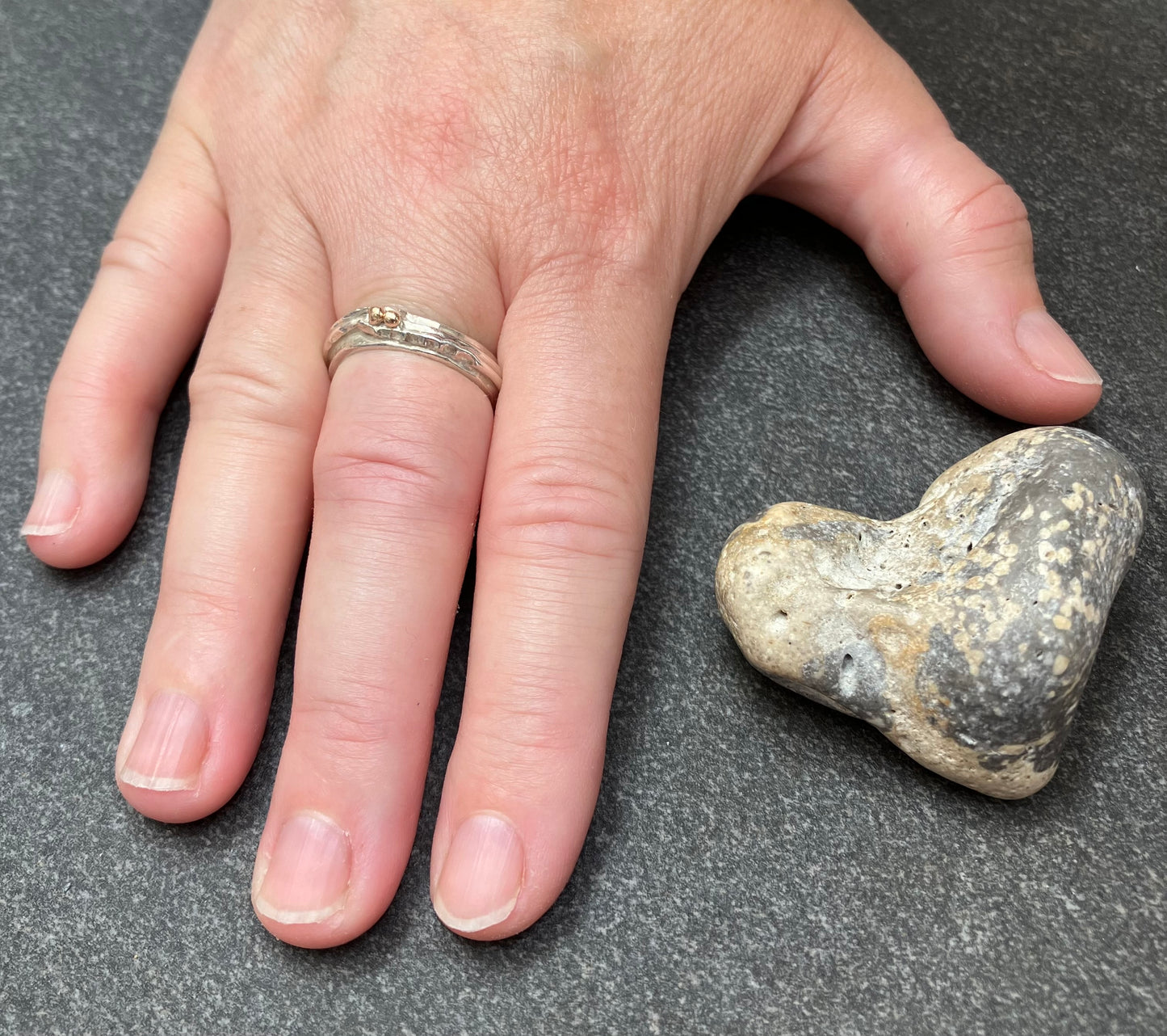 Vintage Swedish sterling silver and rose gold ring.