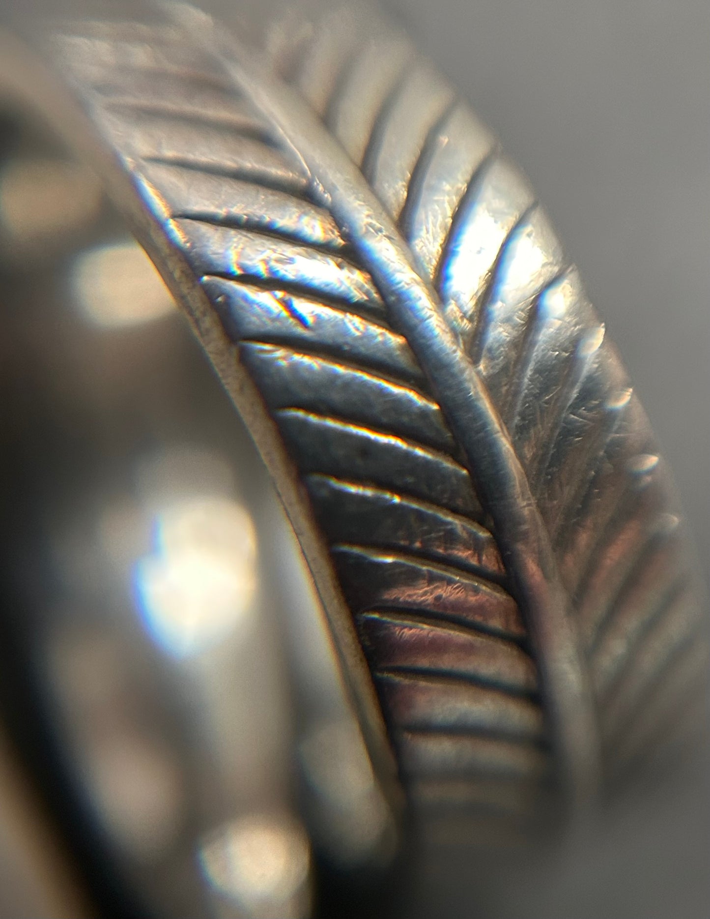 Vintage sterling silver wrap feather ring