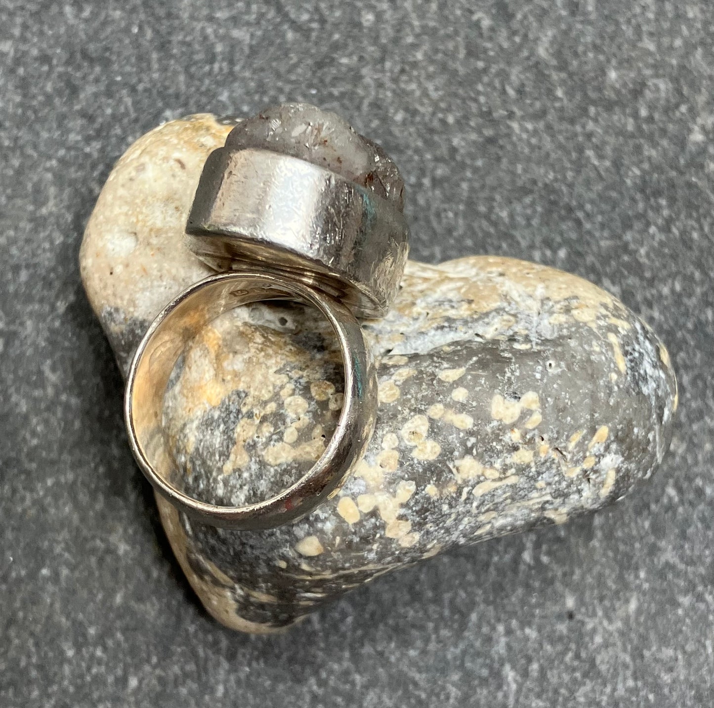 Vintage sterling silver and natural quartz ring. 1972-73