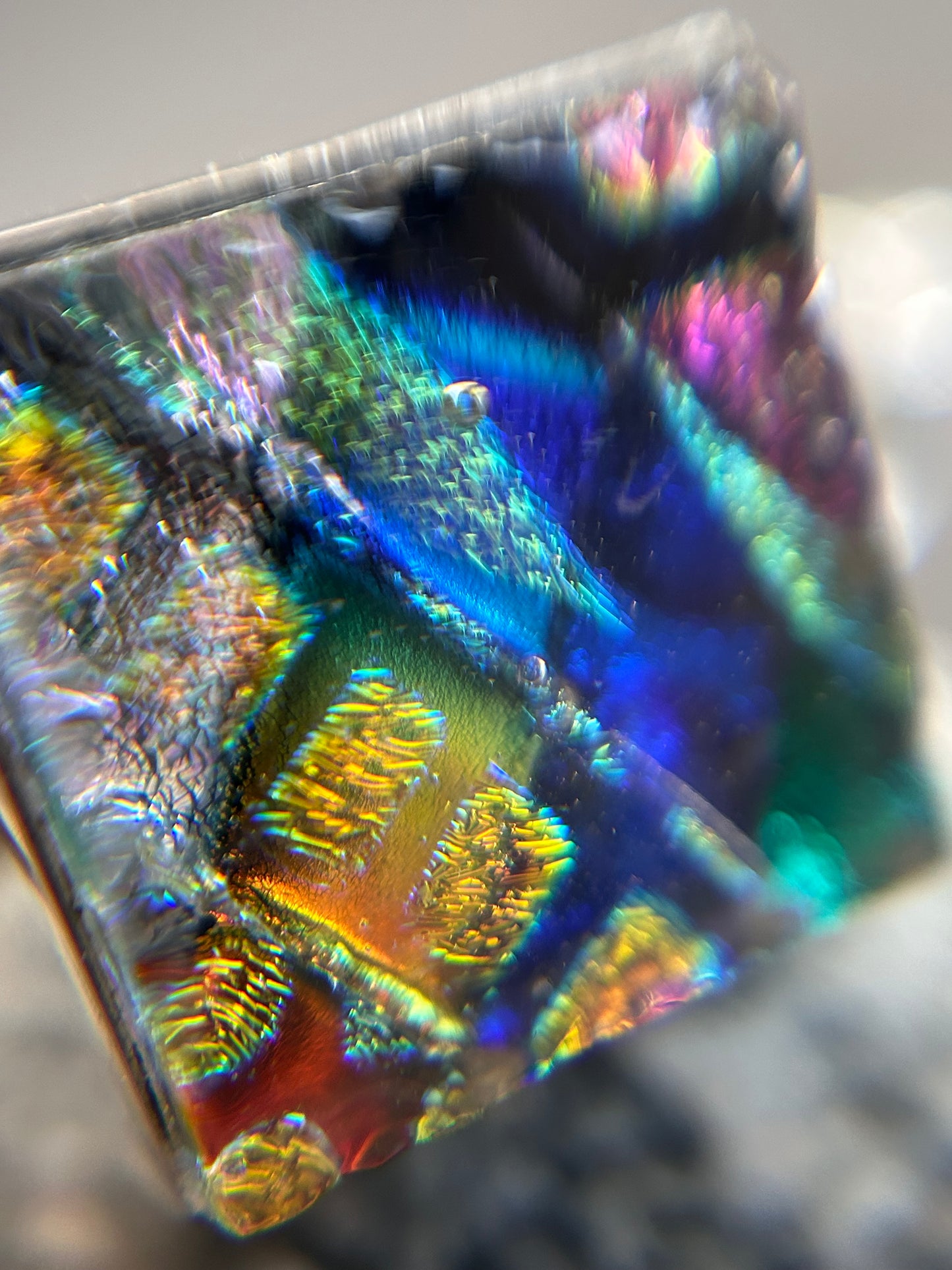 Fantastic Vintage Sterling Silver & Dichroic Glass Bangle