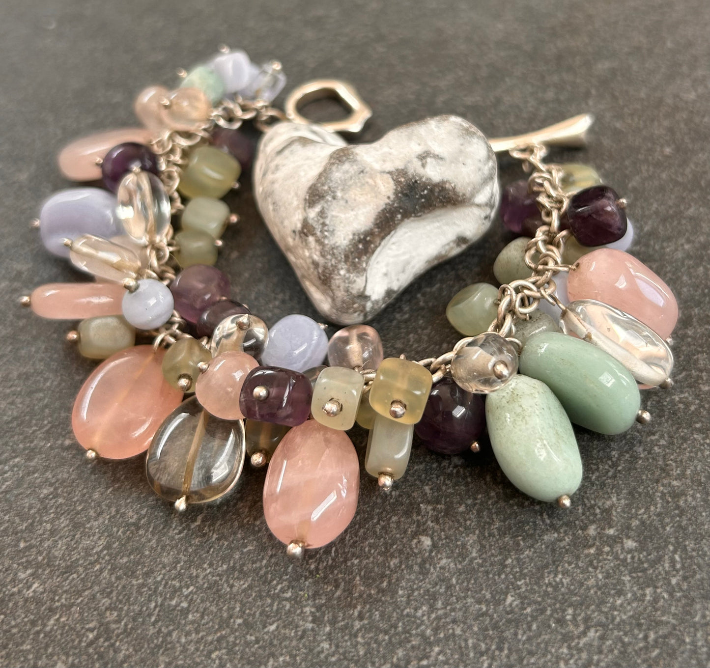 Unique vintage Multi-Gemstone and Sterling Silver Bracelet