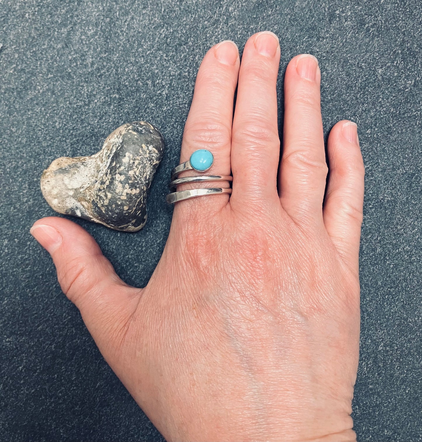 Vintage sterling silver and turquoise spiral ring.