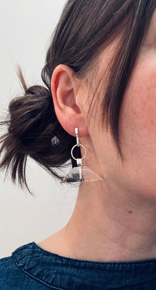 Vintage modernist sterling silver and acrylic earrings.