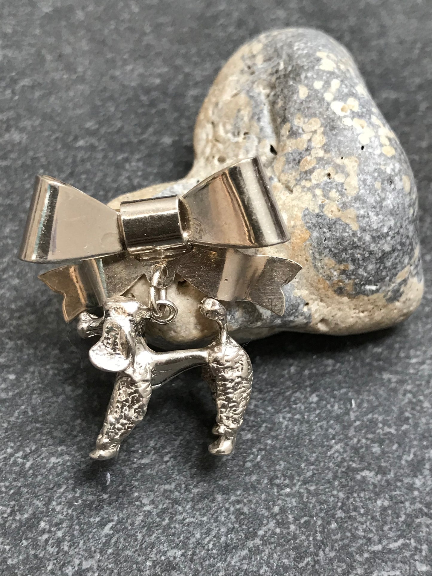 Vintage sterling silver bow brooch with poodle! 1966-67