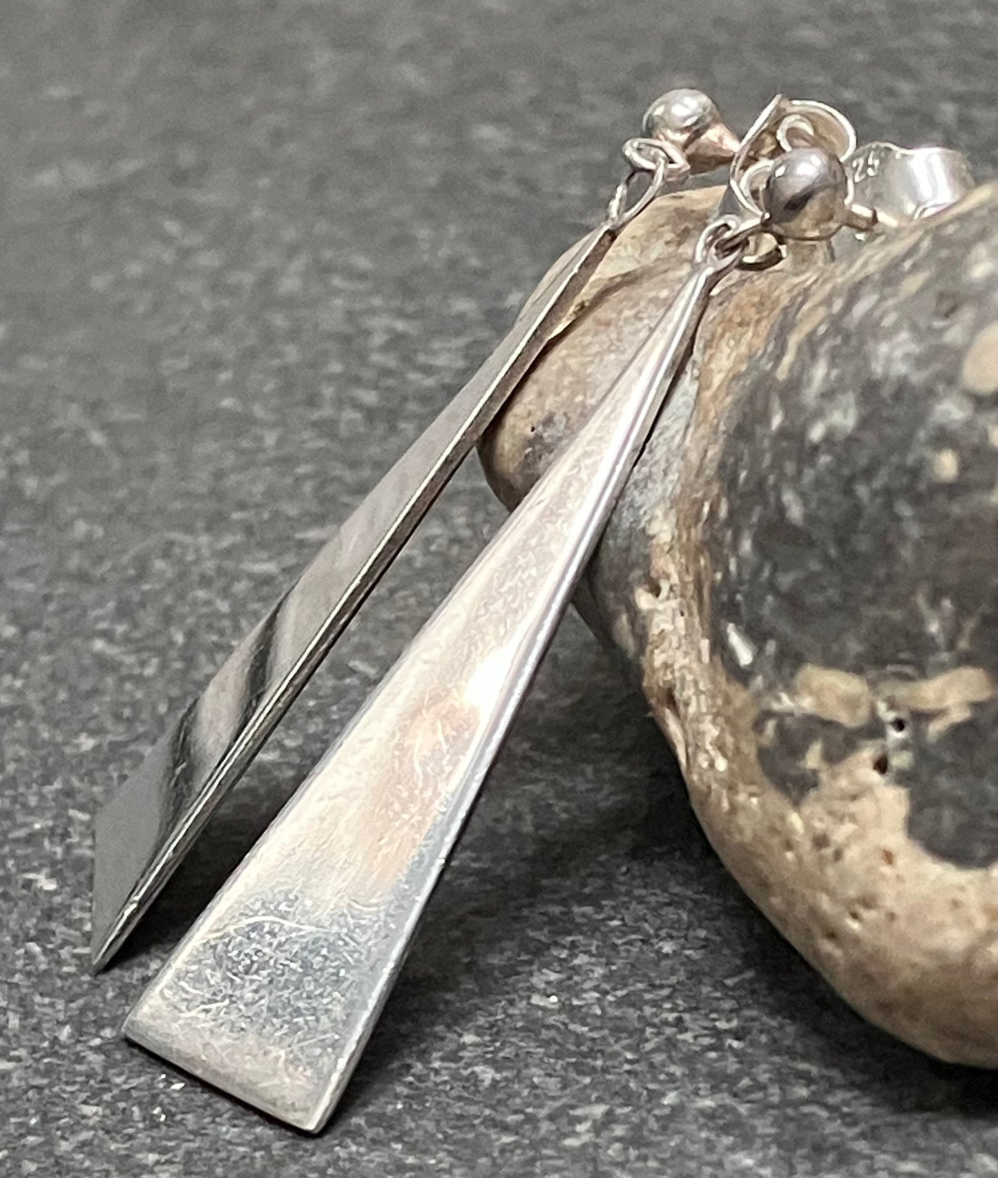 Vintage sterling silver triangle earrings. 1981
