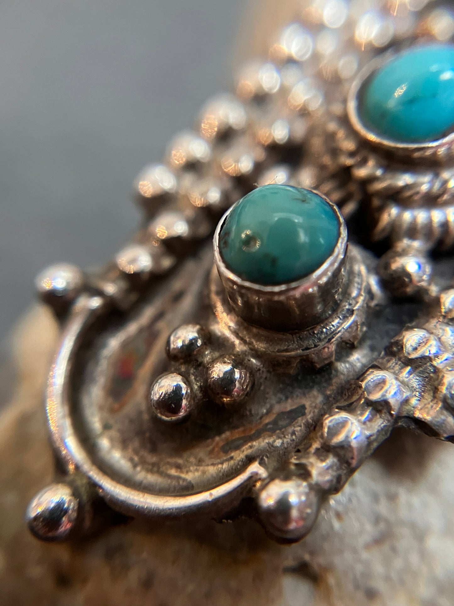 Vintage Tibetan sterling silver and turquoise earrings