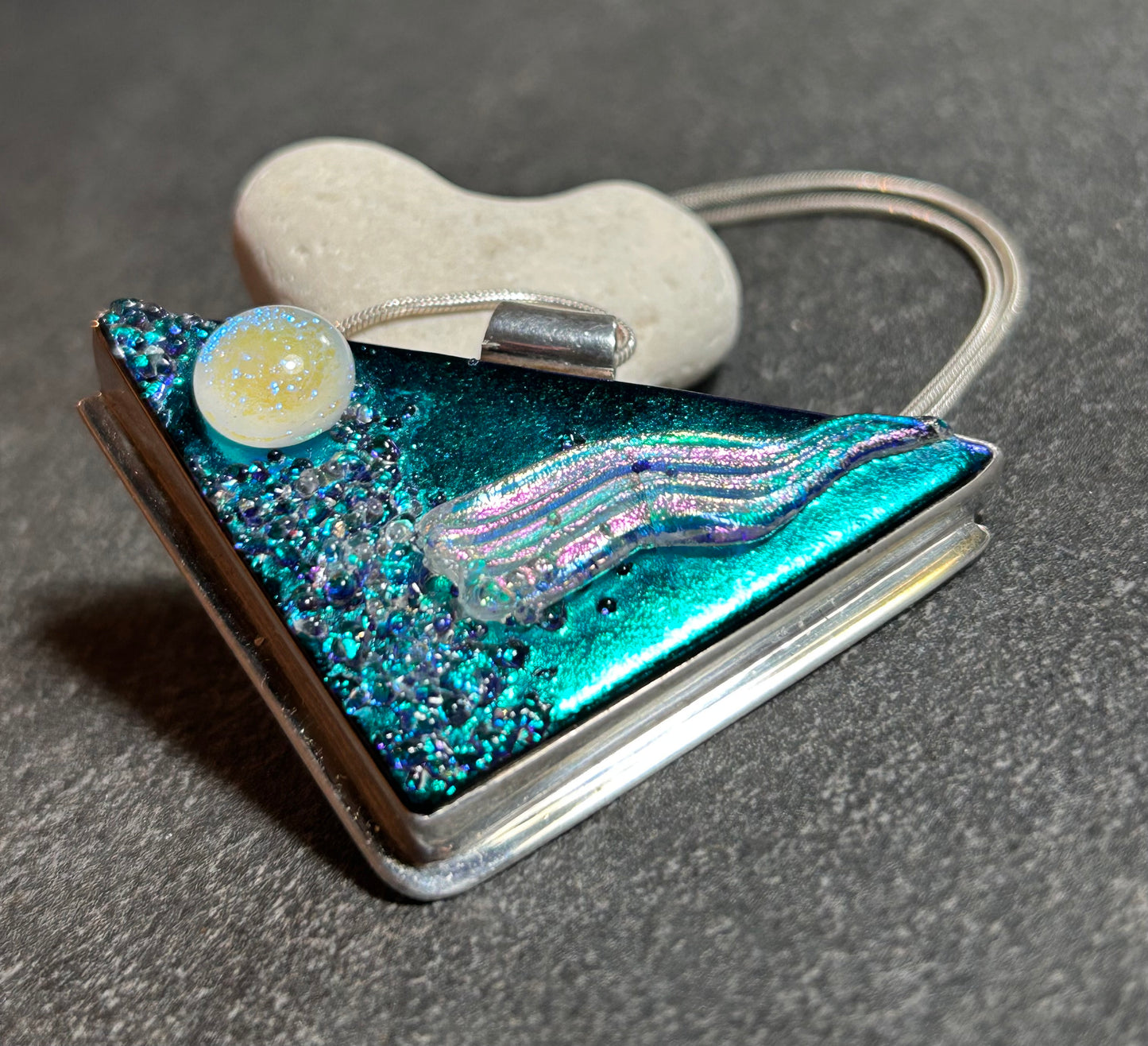 Luminous dichroic glass pendant