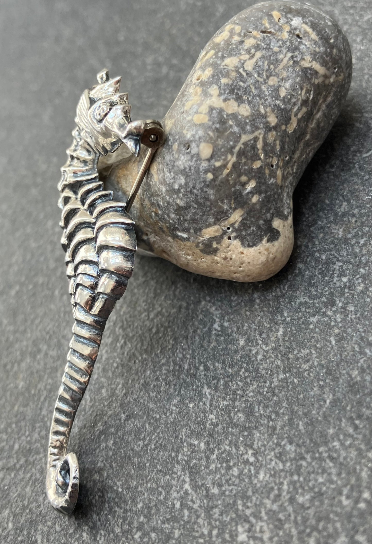 Vintage sterling silver seahorse brooch.