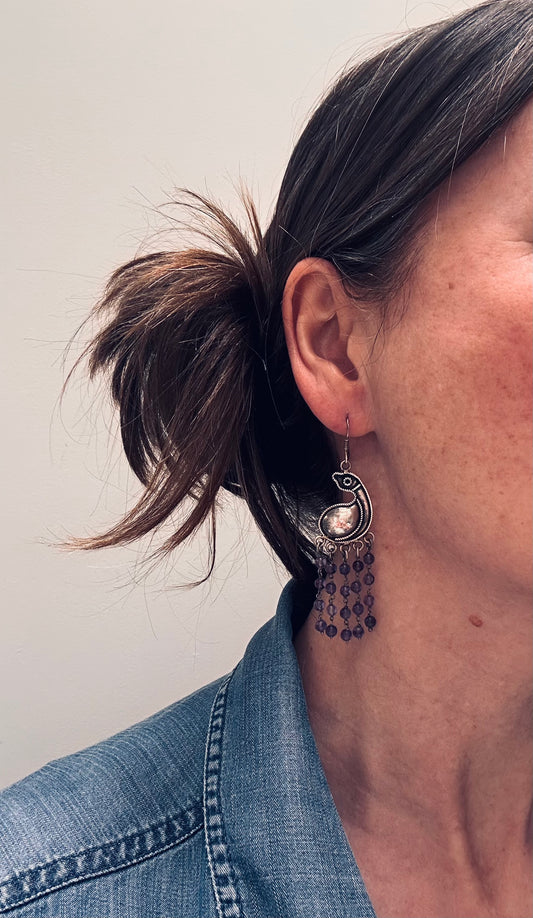 These fantastically fun vintage sterling silver bird earrings