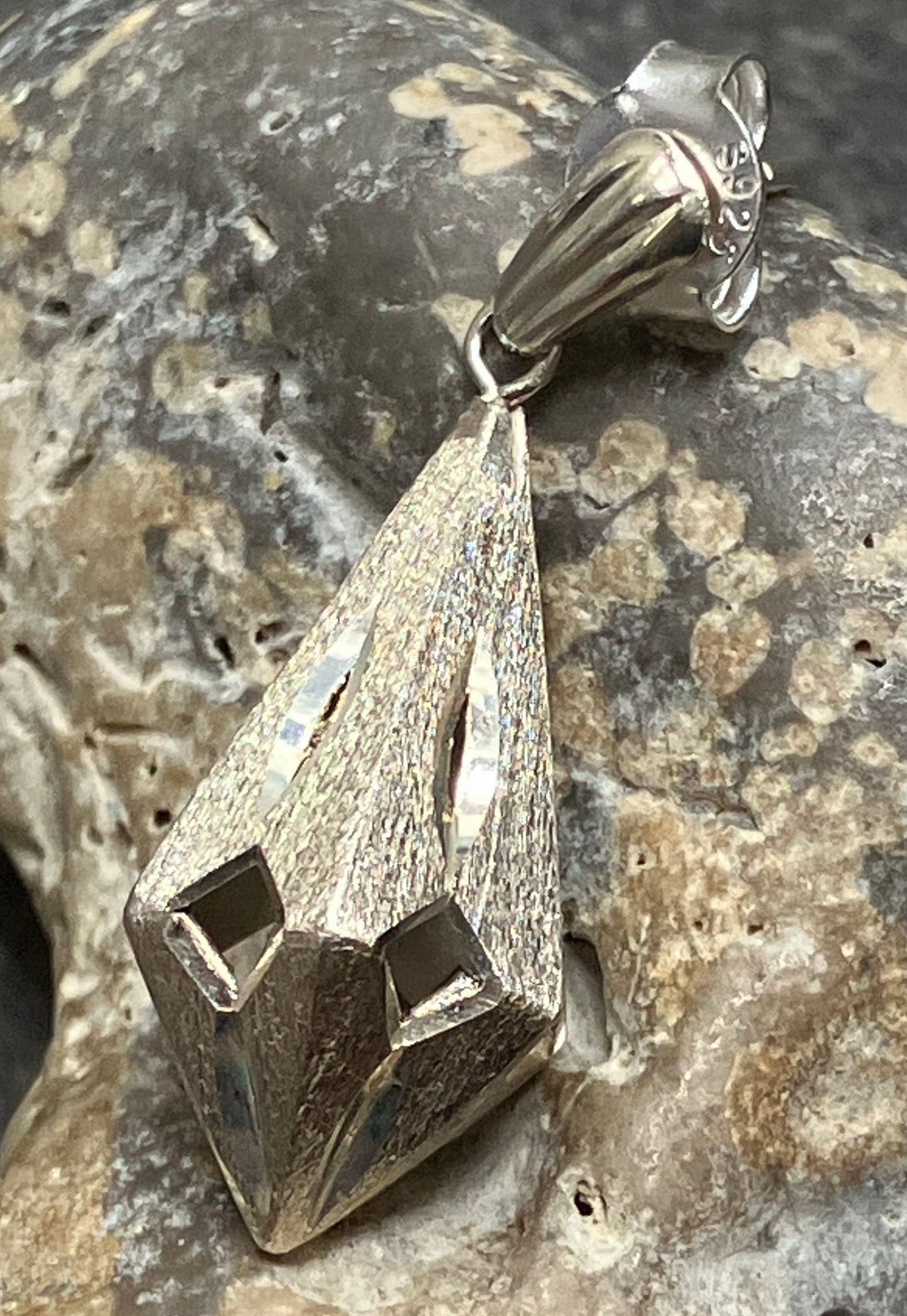 Vintage sterling silver 3D earrings. 1982