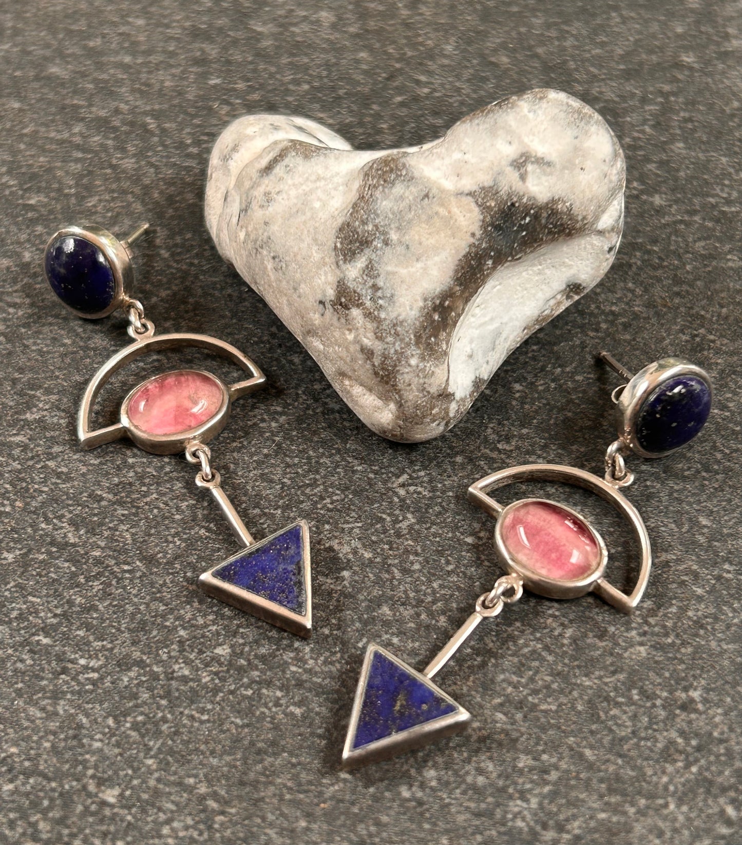 Vintage Lapis and Fluorite Drop Earrings