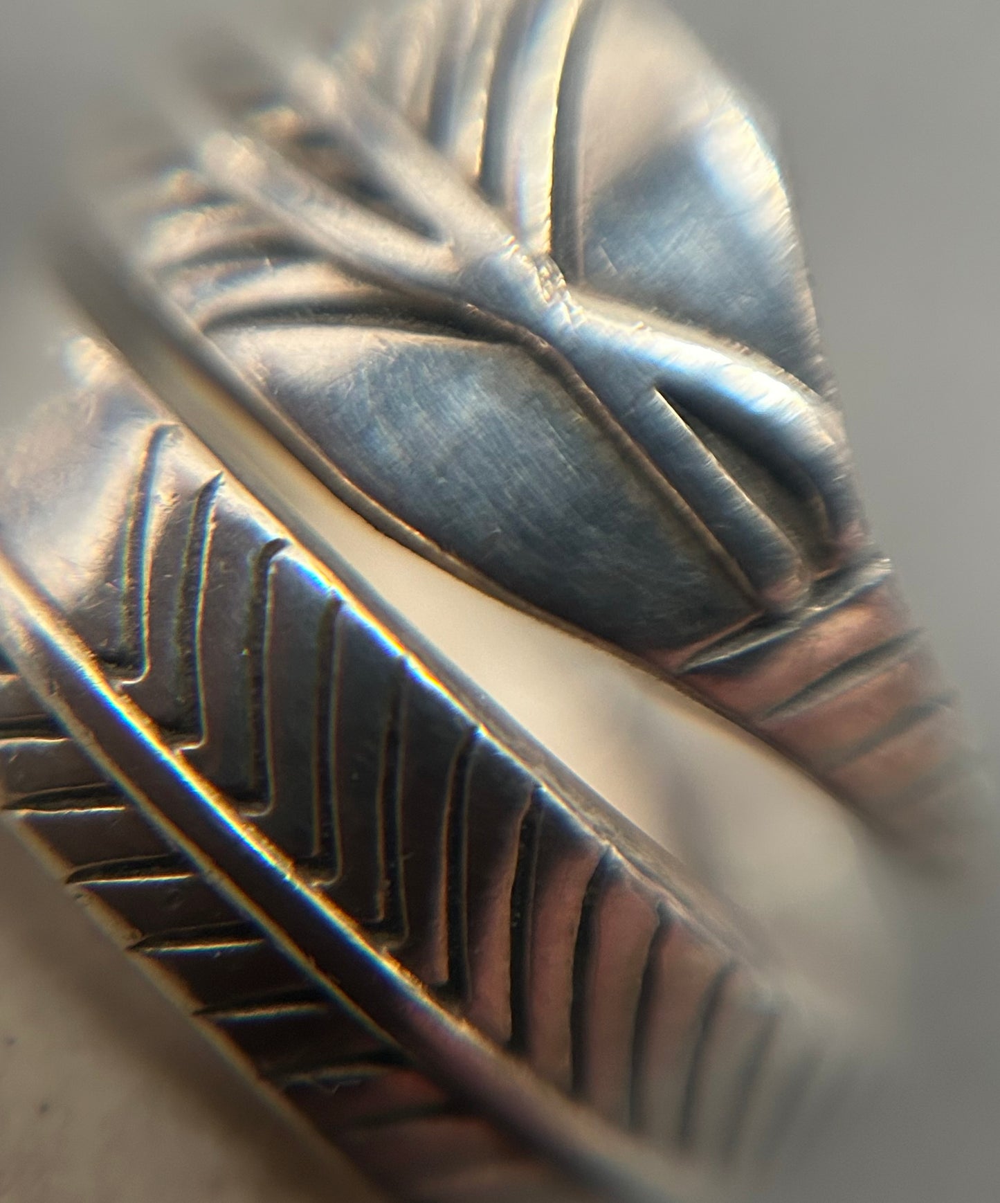 Vintage sterling silver wrap feather ring